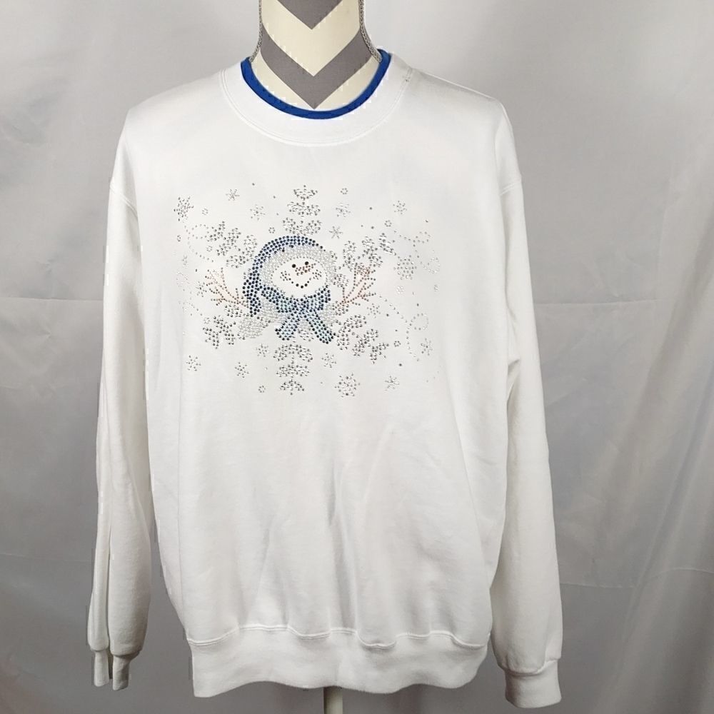 Decorated Originals White Studded Snowman Sweatshirt